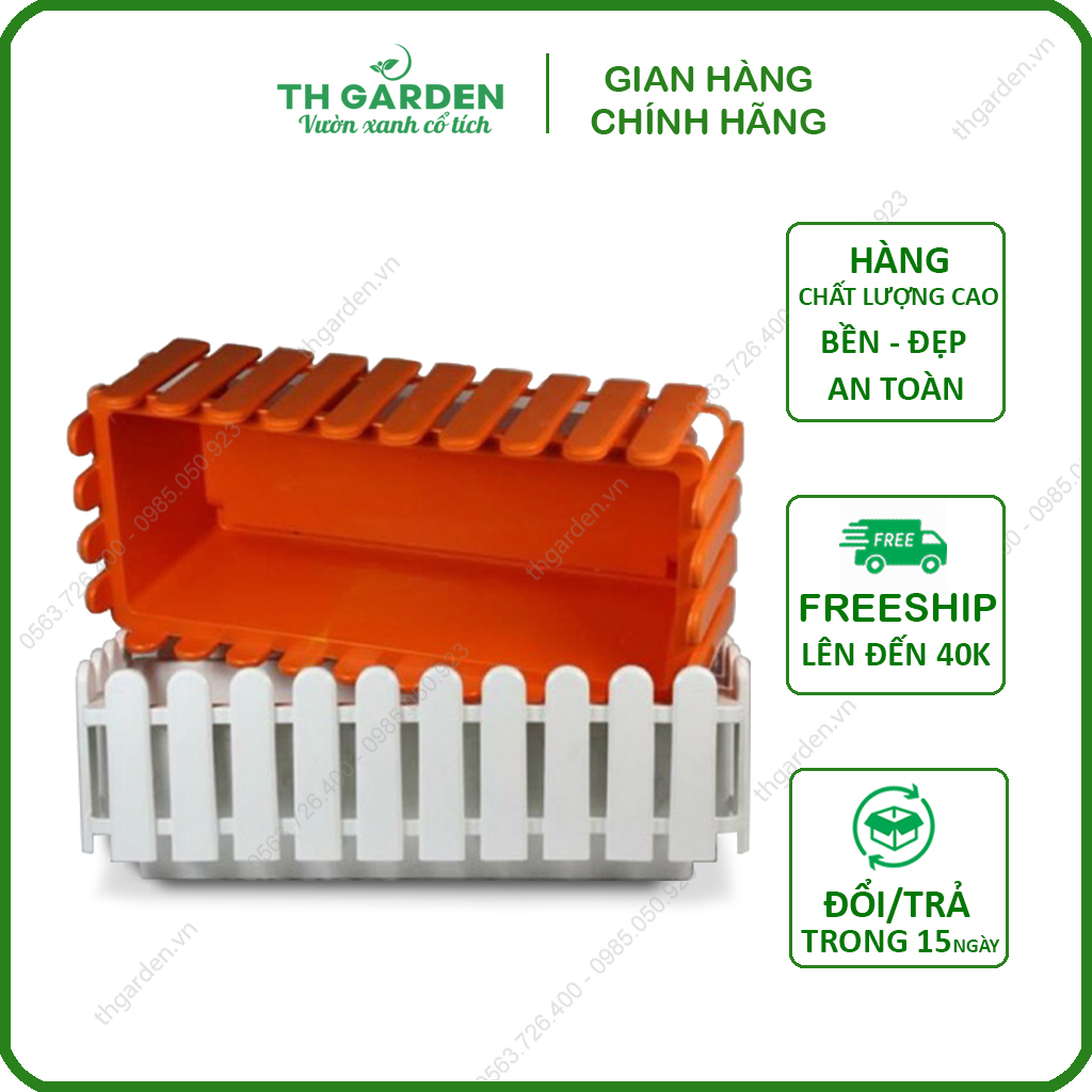 Chậu nhựa hàng rào size to - 45x20x15cm - hàng loại 1, dày, bóng đẹp - chậu nhựa composite trồng hoa