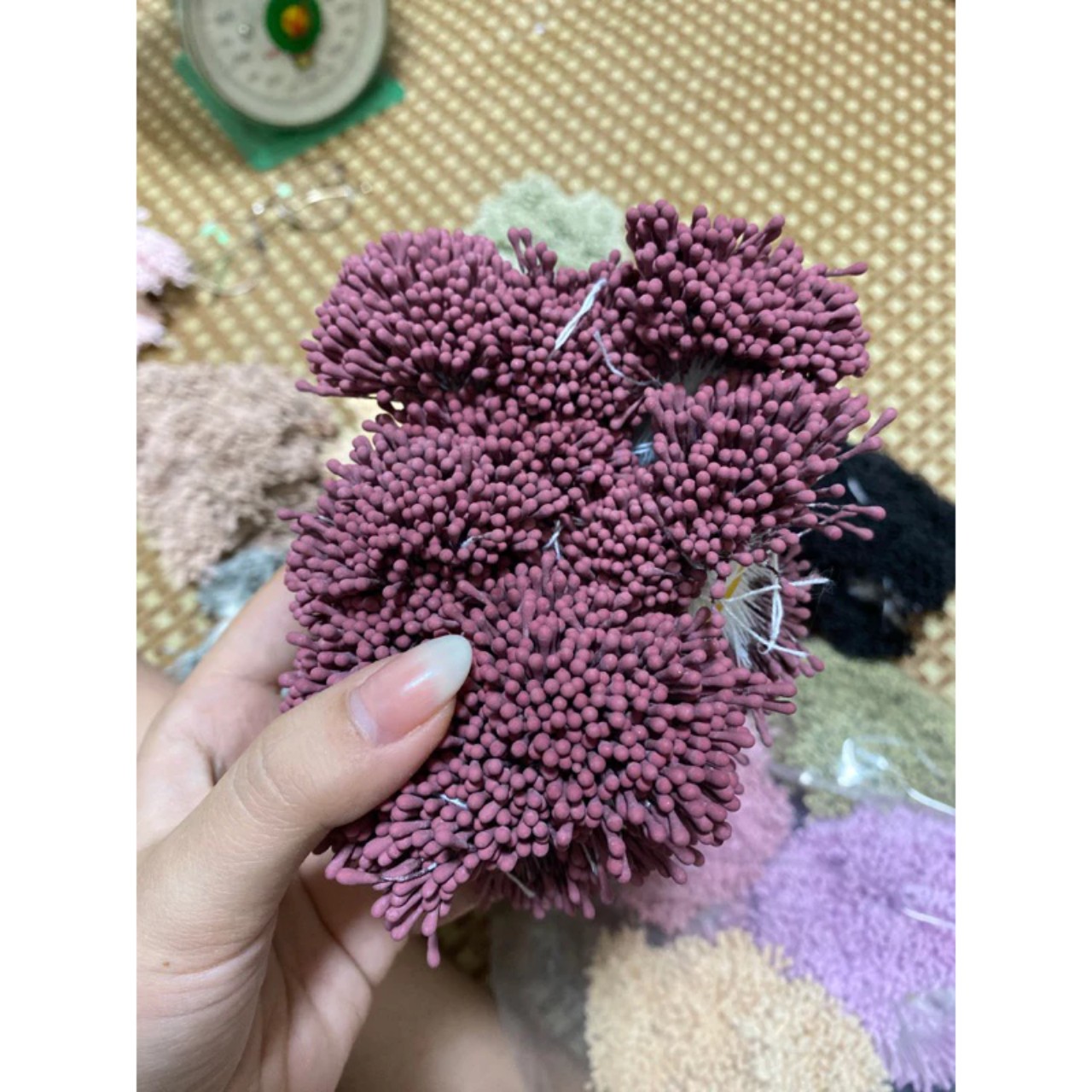 Nhụy hoa giả bó 200 - 400 sợi phụ kiện làm hoa handmade - Nhụy bột giọt nước làm hoa mai đào hoa vải cài áo