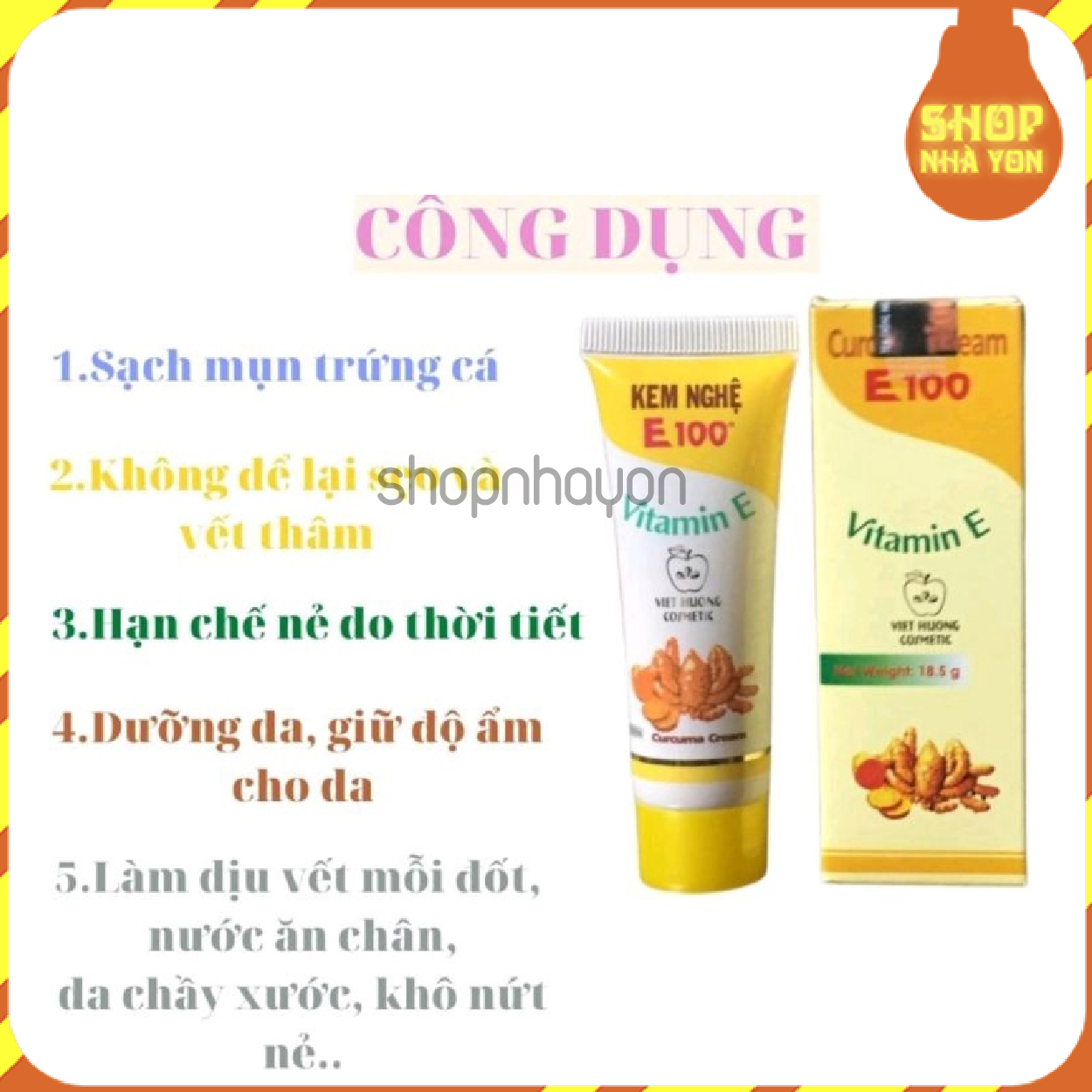 Kem Nghệ Giảm Mụn Mờ Sẹo Thâm E100 18.5Gr