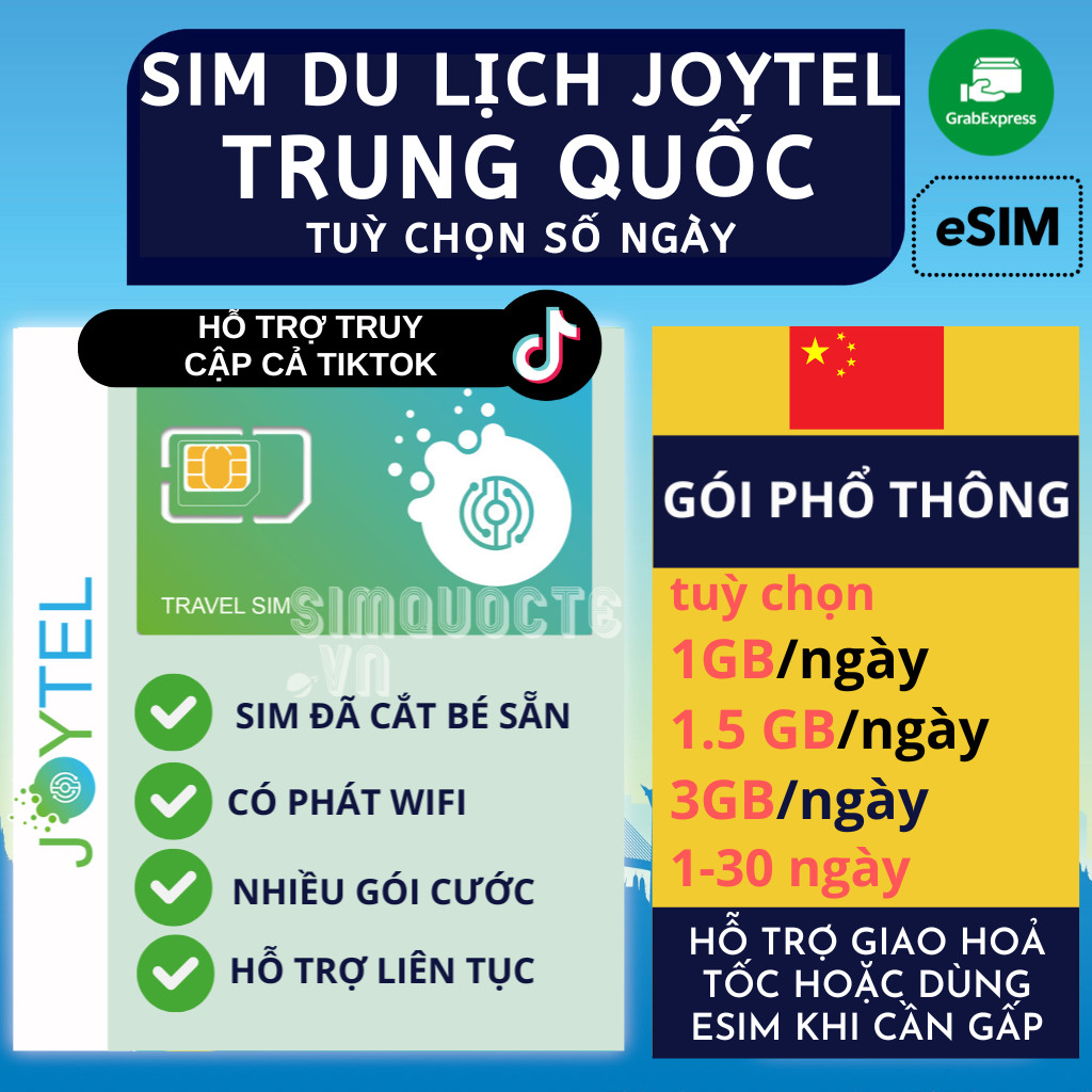 Thẻ Truy Cập 4G Sim du lịch Trung Quốc không giới hạn internet không chặn Facebook Google