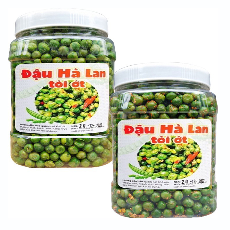 Đậu hà lan lon pet 500gram - rang tỏi ớt cực ngon