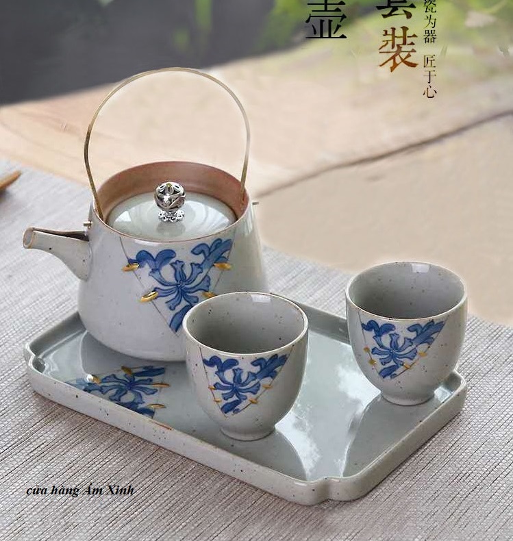 Ấm Sứ Cảnh Đức Men Tron Nung Củi Dùng Pha Trà