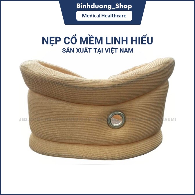 Nẹp cổ mềm linh hiếu, nẹp cổ mềm cố định cổ thoáng khí hỗ trợ đau cổ, trẹo cổ, thoái hóa đốt sống cổ