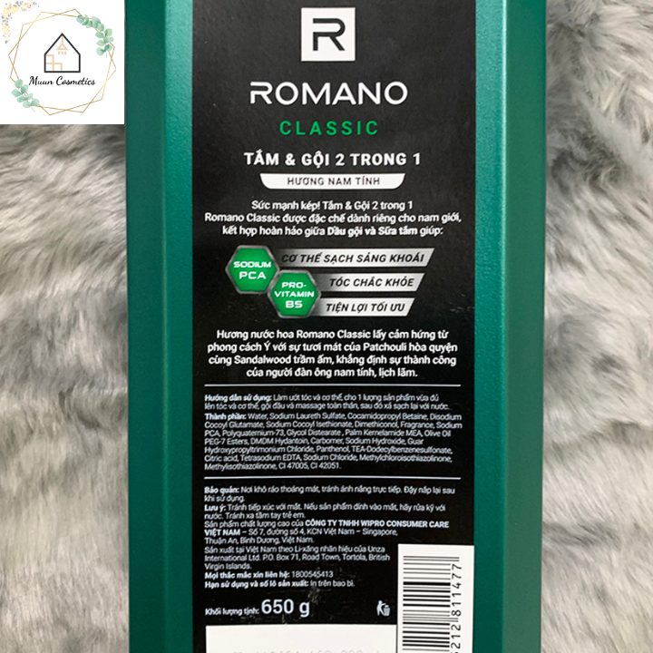 Tắm Gội 2 Trong 1 Romano Classic 650g