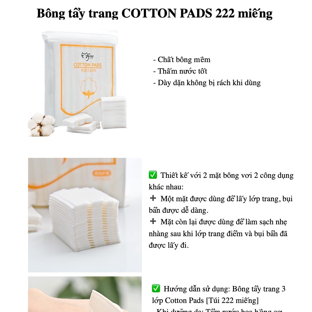 [HCM]Bông Tẩy Trang Cotton Pads 222 Miếng