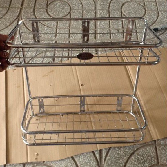 Kệ gia vị treo 2 tầng inox 201 - tặng kèm ốc vít