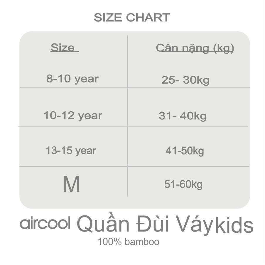 Quần đùi mặc váy bé gái Aircool Bamboo