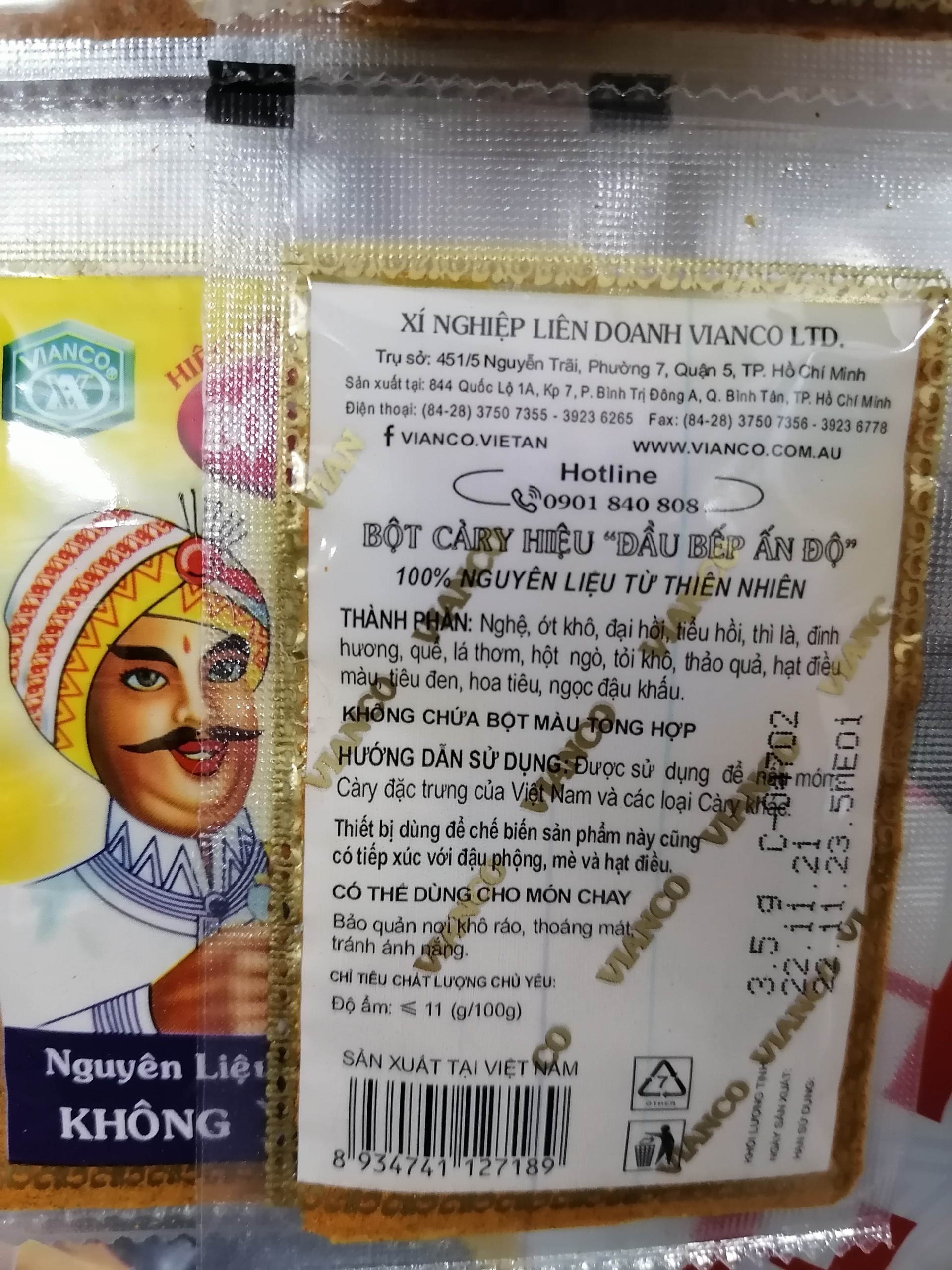[Lốc 20 gói x 3.5g] BỘT CÀ RI [VN] VIANCO Curry powder (bph-hk)