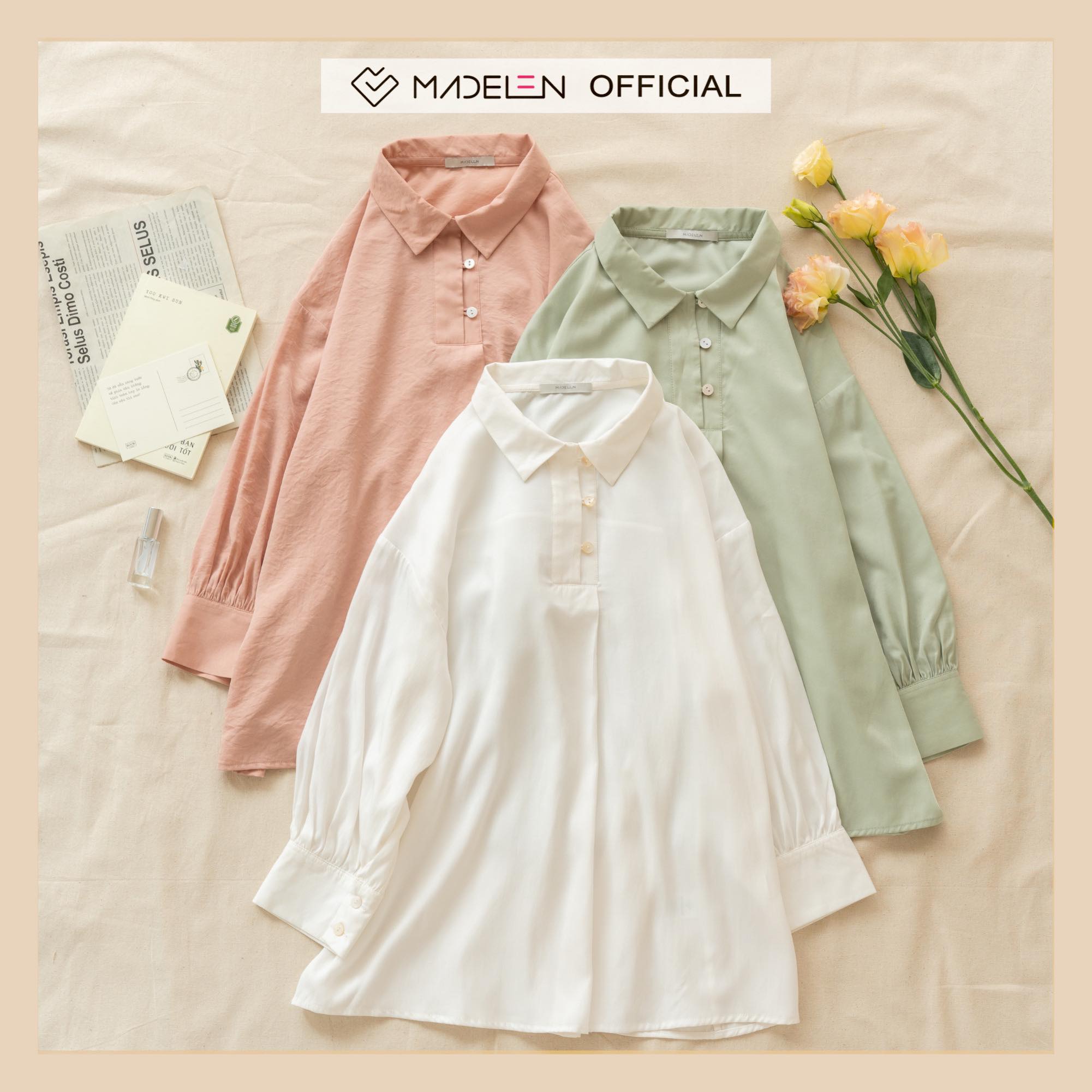Sơ mi trơn cổ đức madelen