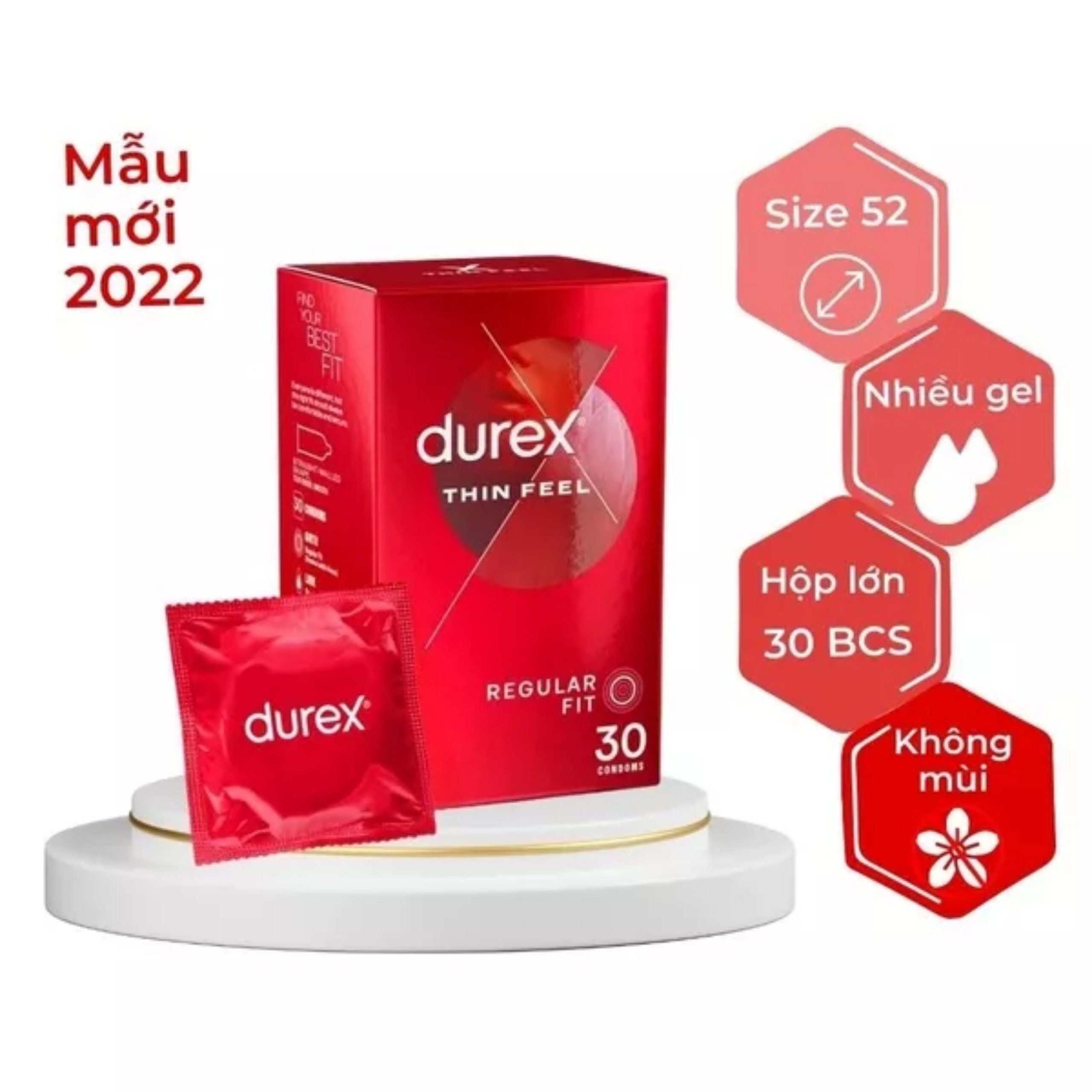 Bao Cao Su DUREX THIN FEEL Regular Fit Mỏng - Hộp 30 Chiếc