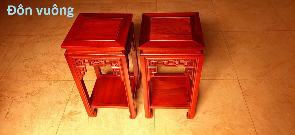 Đôn vuông gỗ gụ (kt mặt 30x30 cm, cao 80 cm)