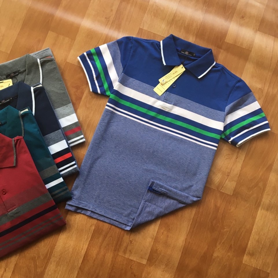 Áo thun nam mẫu sọc phối cotton 100% cao cấp