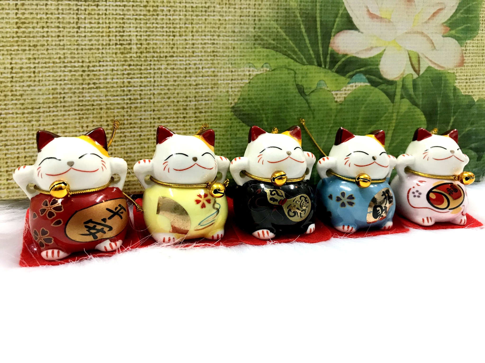 [HCM]Bộ 5 Mèo Sứ Thần Tài Maneki Neko Nhật Bản