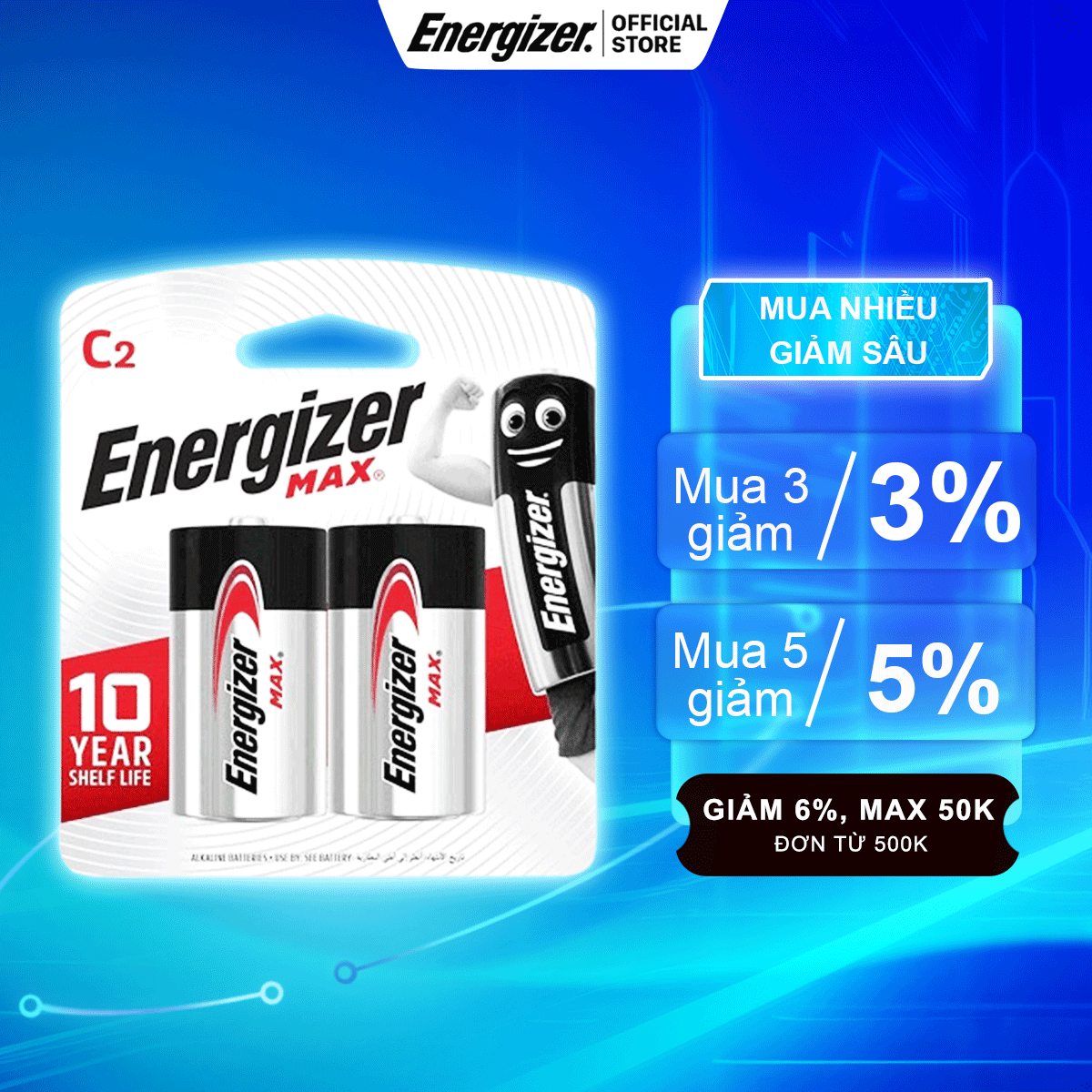 PIN C ENERGIZER MAX E93 BP2  - Hàng chính hãng