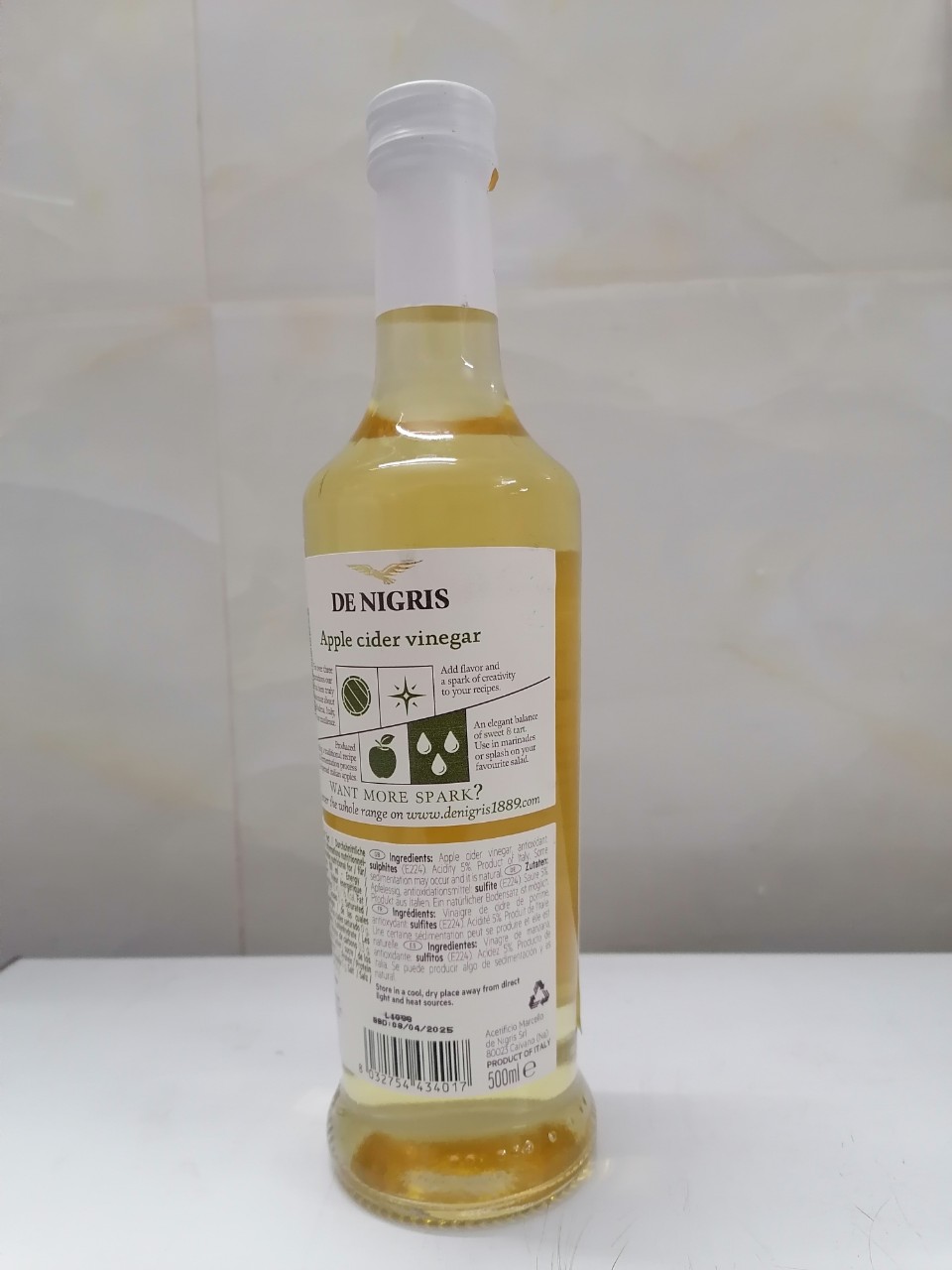 [500ml] GIẤM TÁO [Italia] DE NIGRIS Apple Cider Vinegar (cff-hk)