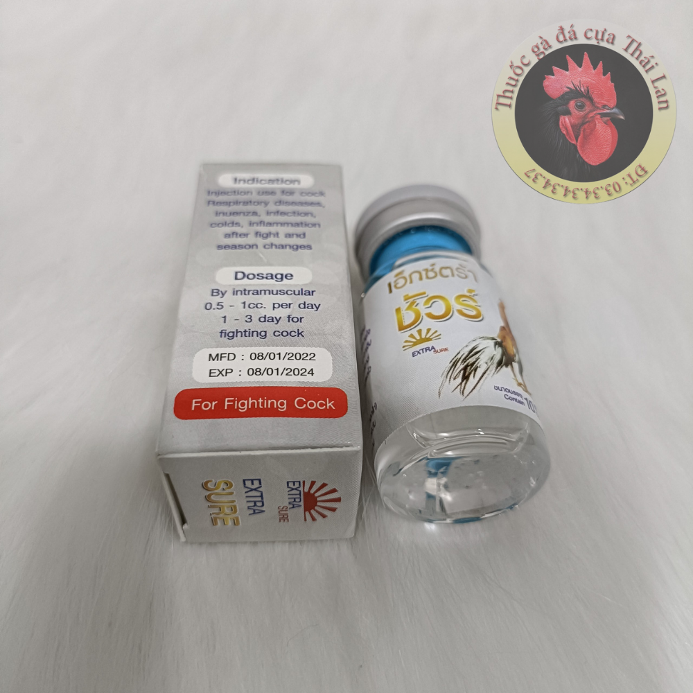 Ho Chi Minh - Lọ 10cc - EXTRA SURE (Thuốc gà đá đặc trị khò , hen , xổ mũi , sưng mặt , cảm cúm , phân xấu) dạng chích