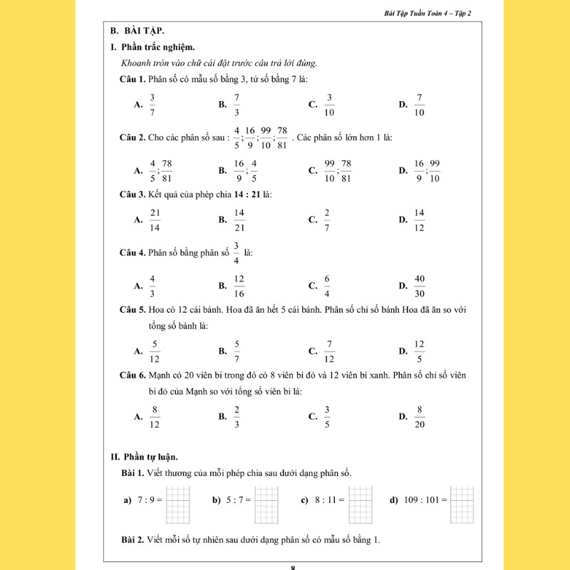 Sách - Bài Tập Tuần Toán 4 - Tập 2 (1 cuốn)