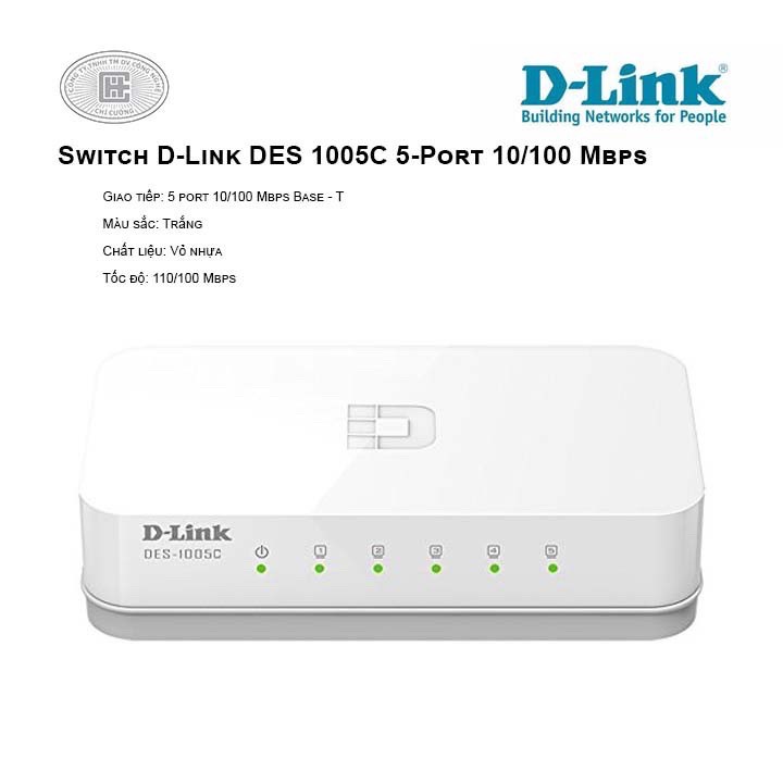 D-link switch 5 cổng 10/100mbps - thiết bị chuyển mạch d-link des-1005c - hàng chính hãng