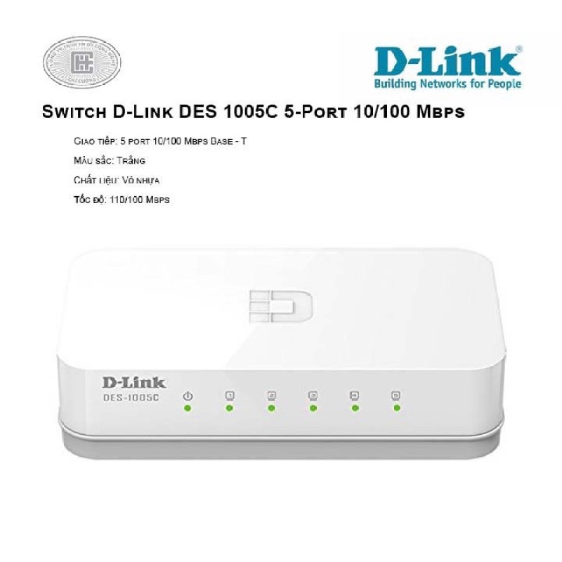Bảng giá [HCM]D-Link Switch 5 cổng 10/100Mbps - Thiết bị chuyển mạch D-LINK DES-1005C - Hàng chính hãng Phong Vũ