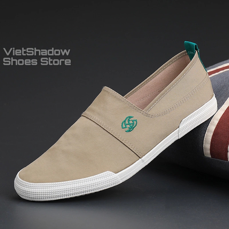 Slip on nam - Giày lười vải nam cao cấp thương hiệu Shanbu - Mũ giày bằng polyester (gió) chống thấm, đế cao su - 4 màu tuyệt đẹp - Mã 21020