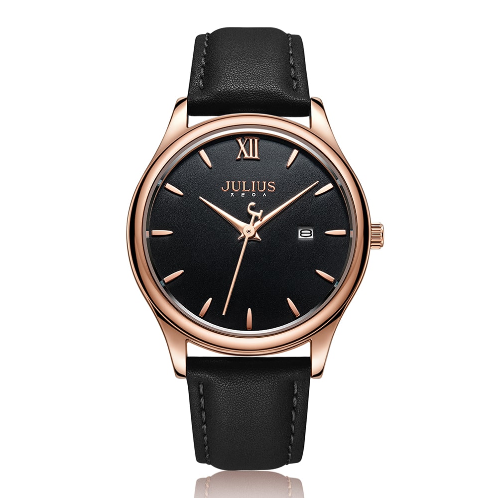 Đồng Hồ Nam Dây da JA-1309MD Julius Hàn Quốc (Đen)