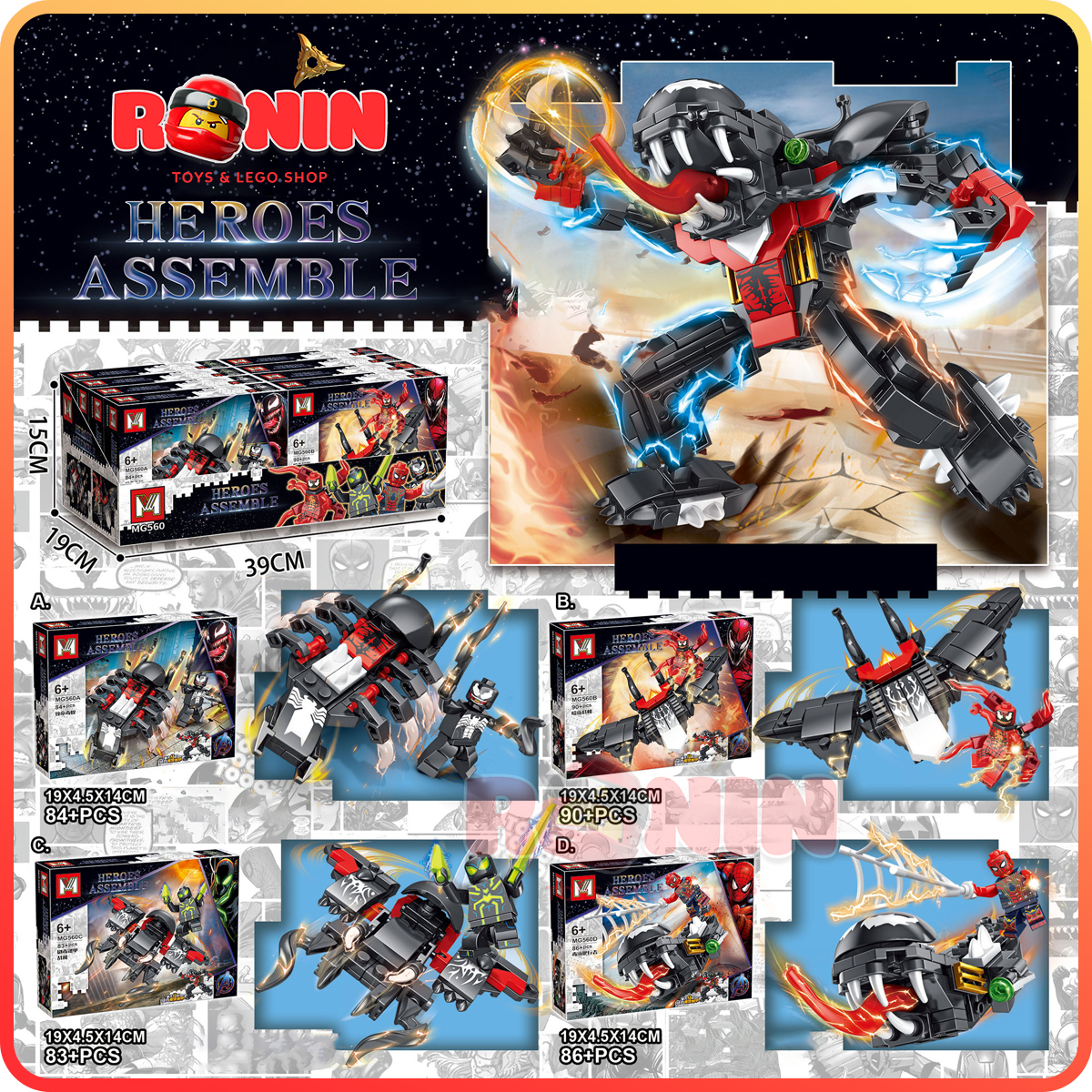 [🔥Marvel🔥] Bộ Đồ Chơi Lắp Ráp Mô Hình Venom Khổng Lồ 4in1