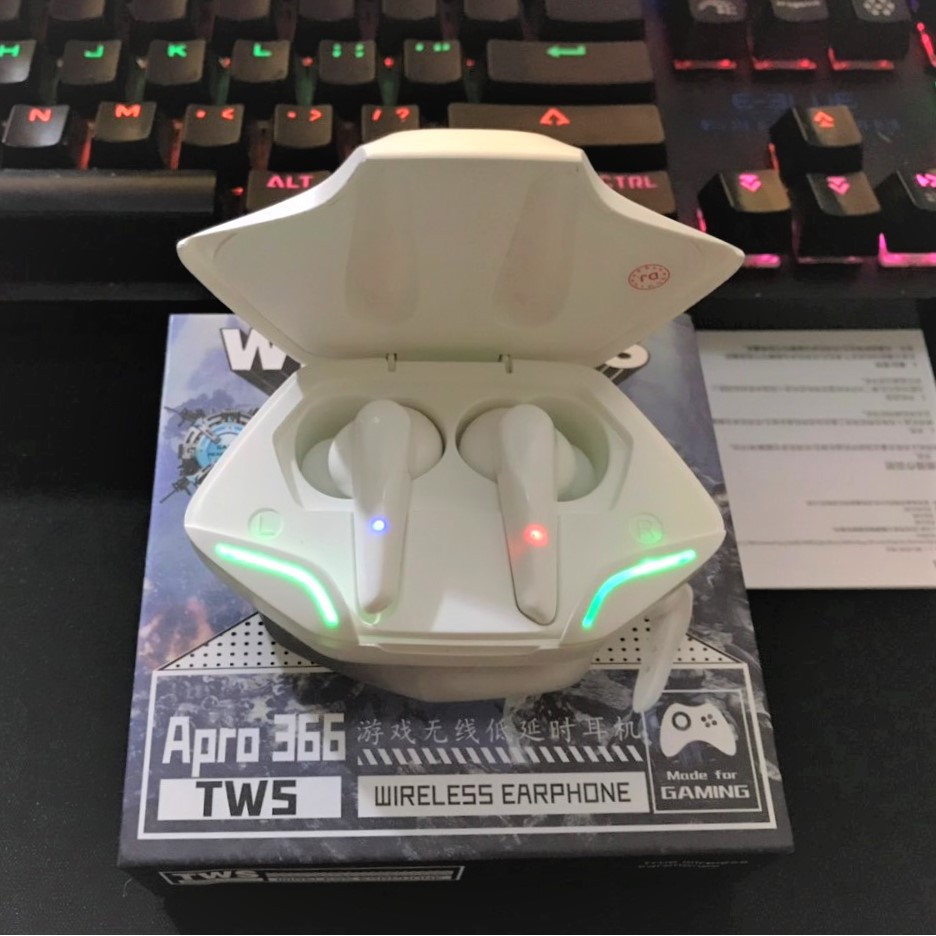 Tai nghe bluetooth gaming Apro366 Bluetooth 5.0 TWS, Bass mạnh mẽ, Độ trễ cực thấp khi chơi game chỉ 0.35ms, Pin trâu 5h , tai nghe chơi gaming , tai nghe bluetooth rẻ , tai nghe bluetooth không dây , tai nghe bluetooth , tai nghe không dây