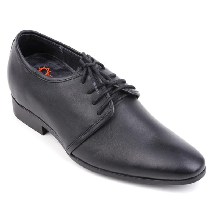 Giày tăng chiều cao da bò màu đen HK7722