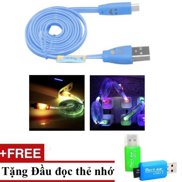 [HCM]Cáp sạc android có đèn led sáng full dây + Tặng Đầu đọc thẻ nhớ