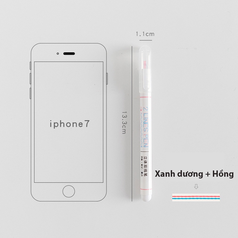 Bút 2 ngòi 2 Lines Pen nét 0.5mm Tuệ Minh , bút gel ghi chú, trang trí sổ nhiều màu