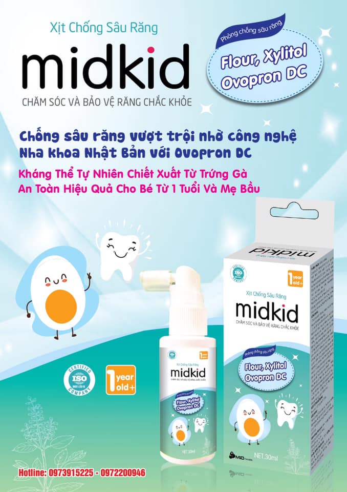 CHĂM SÓC & BẢO VỆ RĂNG MIỆNG CHO BÉ - XỊT CHỐNG SÂU RĂNG MIDKID