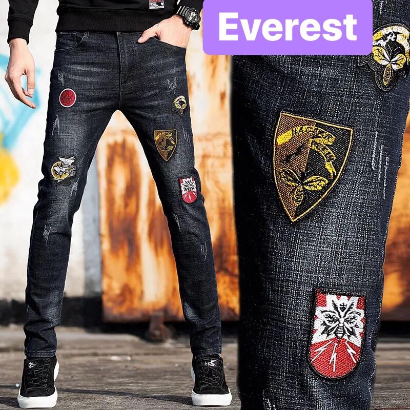 QUẦN JEAN NAM CHẤT BÒ ĐEN THÊU HACKER NGUY HIỂM VÃI EV-0946 - EVEREST FASHION
