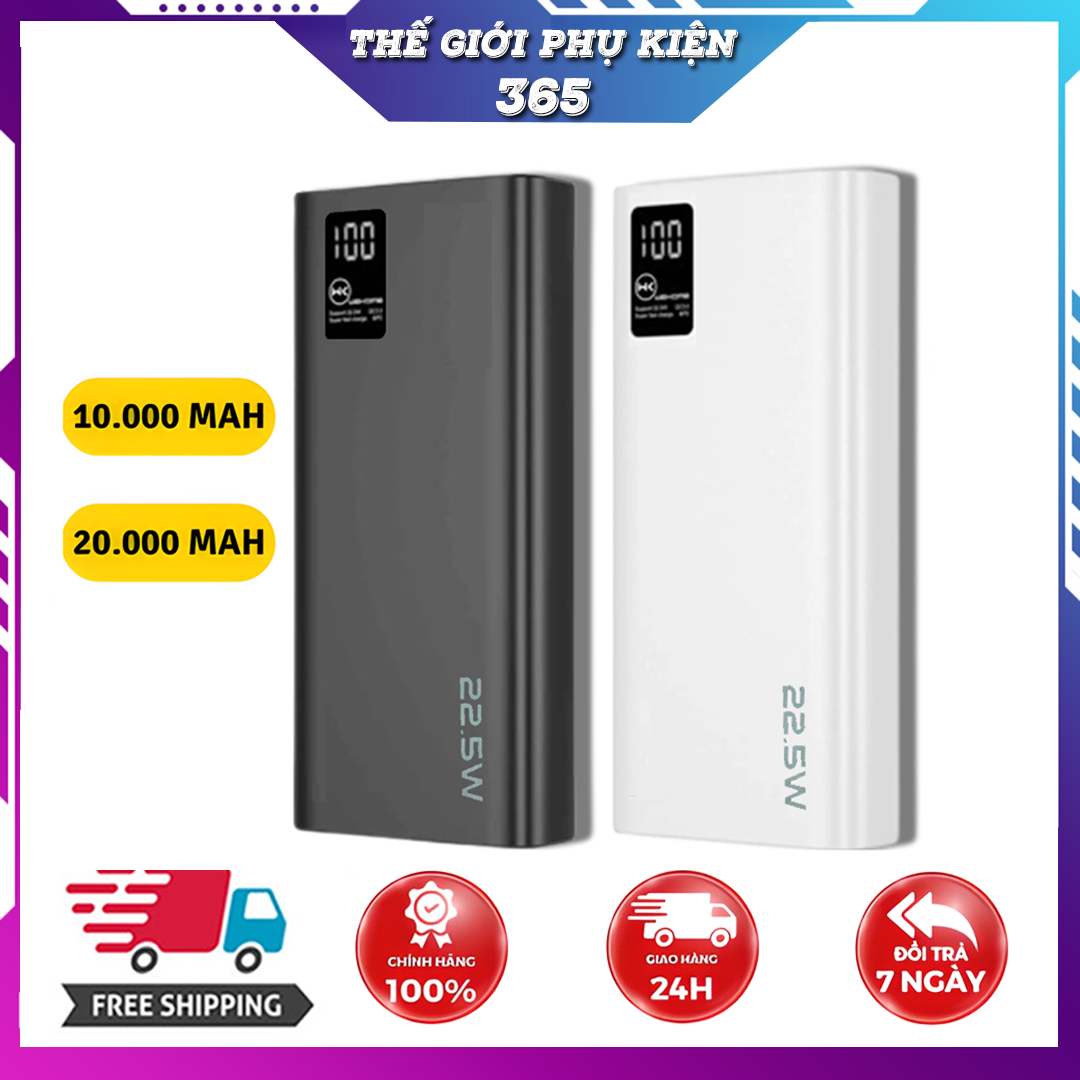 Sạc Pin dự phòng siêu nhanh PD 22.5w WP 121 & WP123 dung lượng cao 10000mAh - 20000mAh Hỗ Trợ Sạc Nhanh,Pin Pin lithium polymer Tương Thích Mọi Thiết Bị - bảo hành 12 tháng