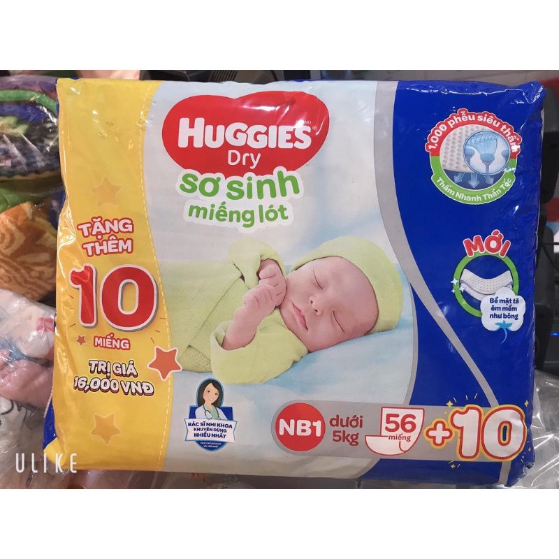 Miếng lót sơ sinh Huggies Newborn 1 64+6 miếng