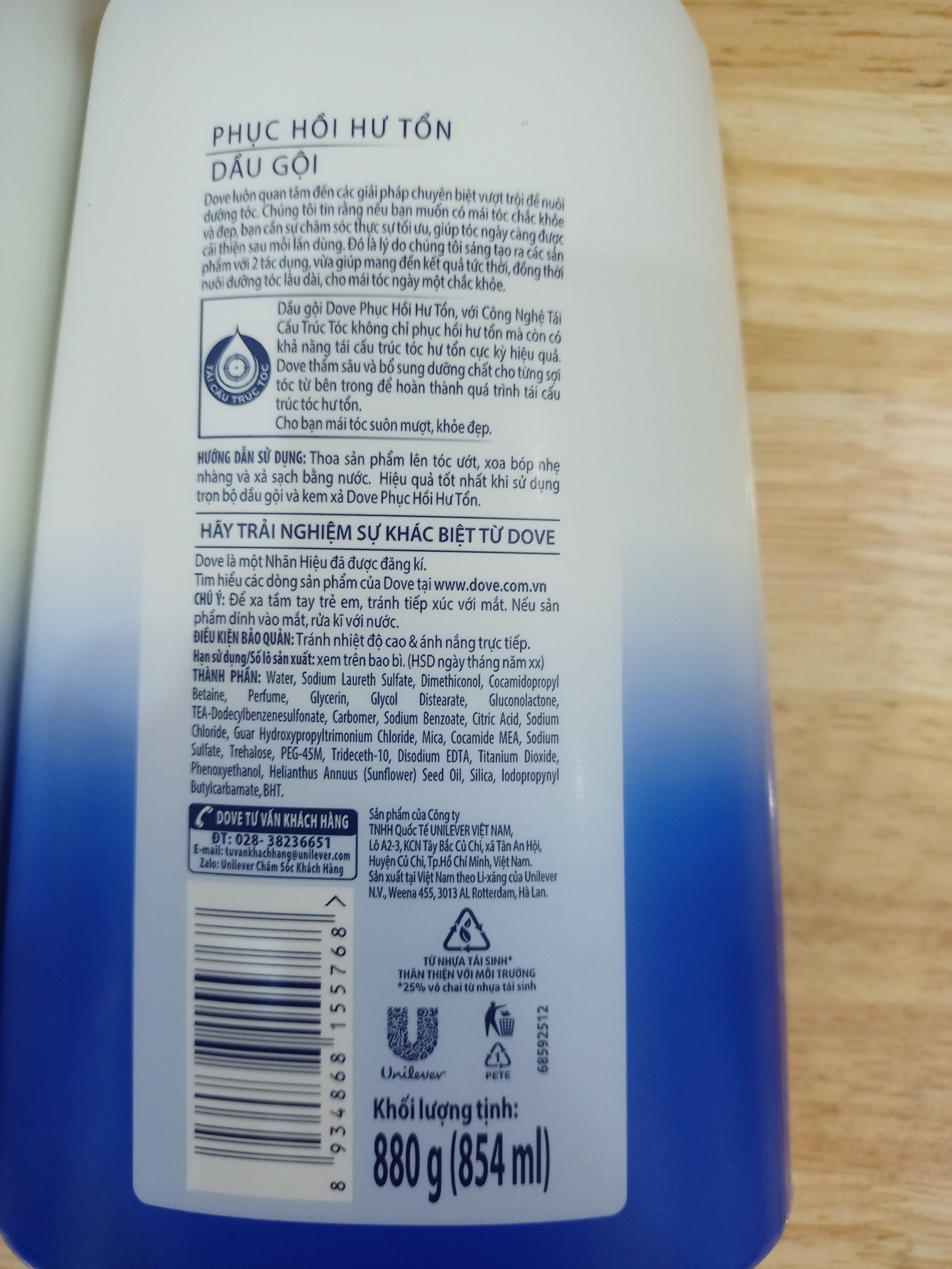 Dầu gội Clear - dầu gội Dove 880ml