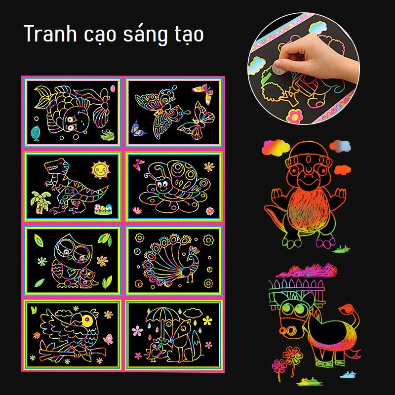 Tranh cạo ma thuật kèm bút tre cạo