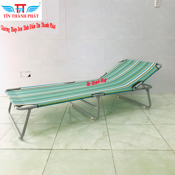Giường xếp thép sơn tĩnh điện Tín Thành Phát – Khung thép chắc chắn, vải giường thoáng mát, dễ vệ sinh