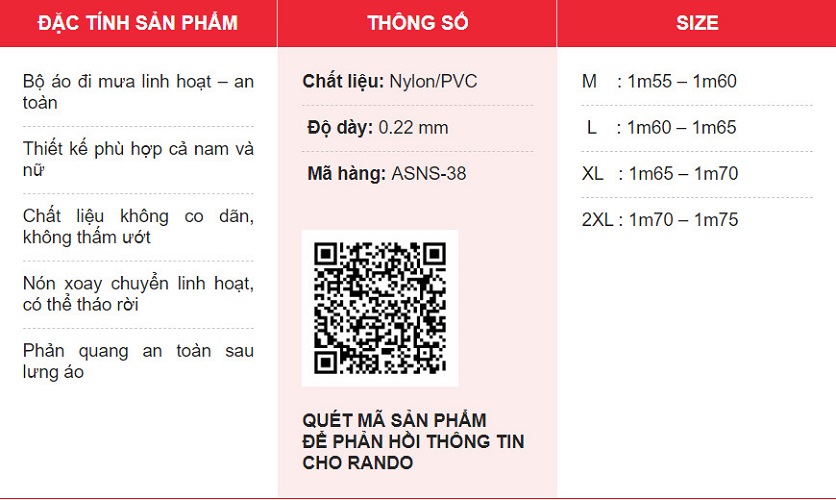 Bộ Áo Mưa A+ Chính Hãng Rando (Màu Xanh Đen)