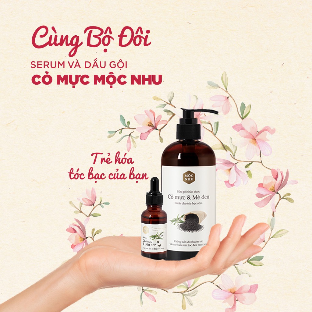 Bộ đôi Serum dưỡng tóc VÀ Dầu gội Cỏ Mực Mộc Nhu