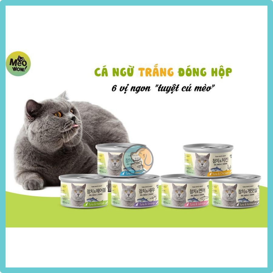 Pate MEOWOW cho mèo lon 80g - Thịt cá thật