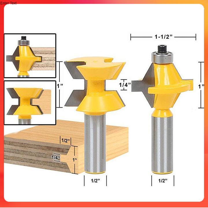 Bộ mũi phay ghép ván kiểu vát 120 độ - mũi soi gỗ đố mộng ván sàn cốt 12.7mm