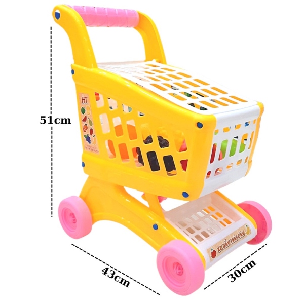 Xe đẩy siêu thị cho bé kèm đồ chơi trái cây HT7880 cho bé tập đi chợ nhận biết