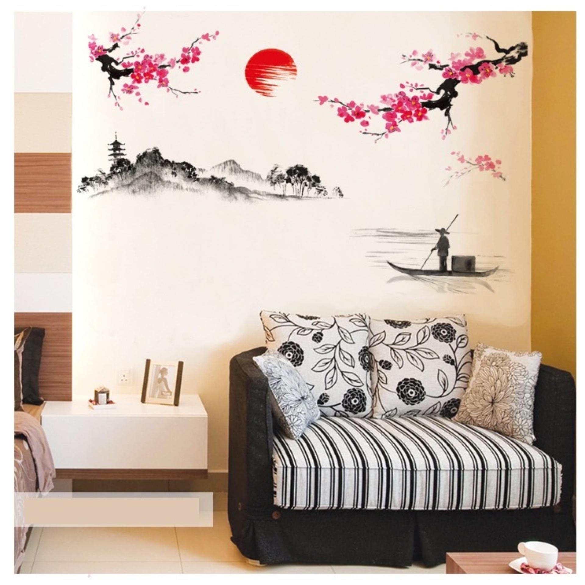 [HCM]Decal dán tường Tranh thủy mặc DKN015 (120 x 150 cm)
