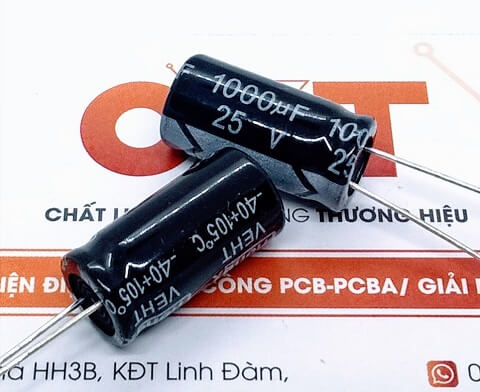 Tụ hóa 1000uf 25v 10x20mm