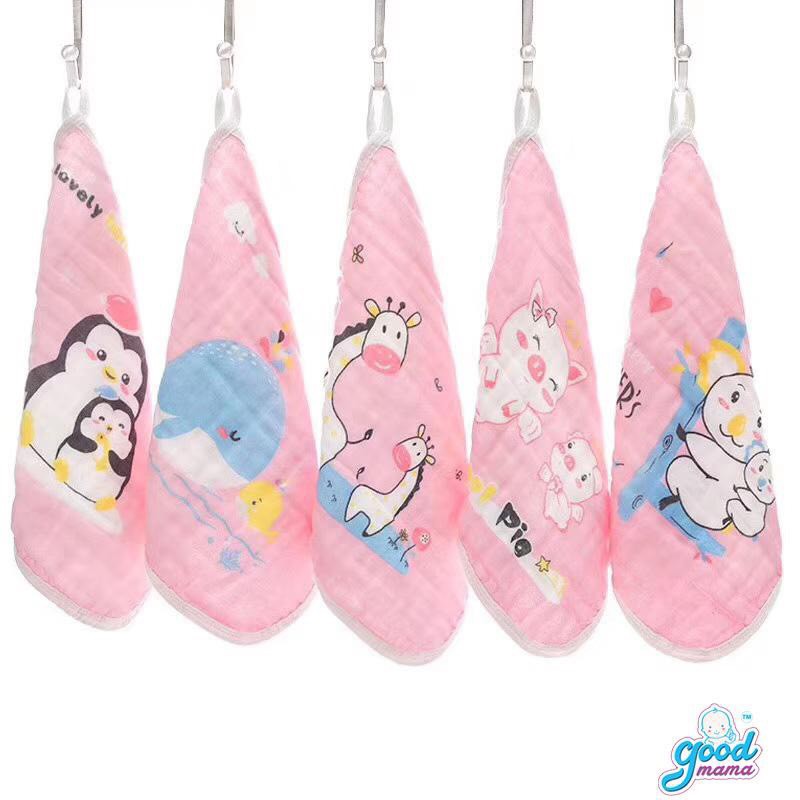 Milk towel for Baby 6 layers goodmama, set 5 towel 30x30cm, fabric soft thick mellowed good absorbent, cute patterns
