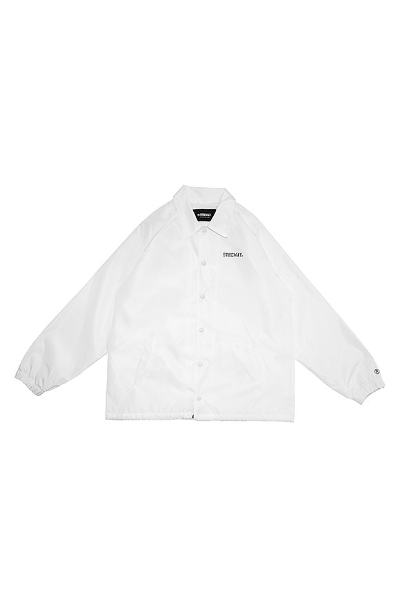 5THEWAY® /solid/ BIG LOGO COACH JACKET in WHITE aka Áo khoác dù trắng