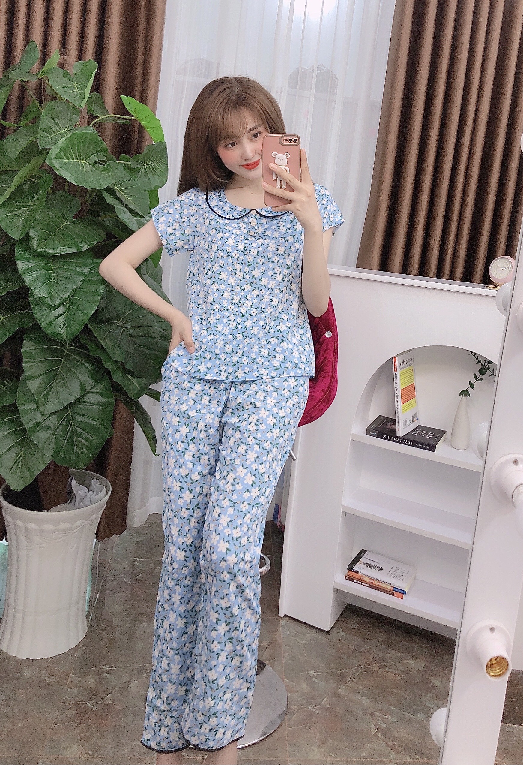 Set đồ bộ nữ mặc nhà chất lụa NK mềm mịn full size 40-70kg