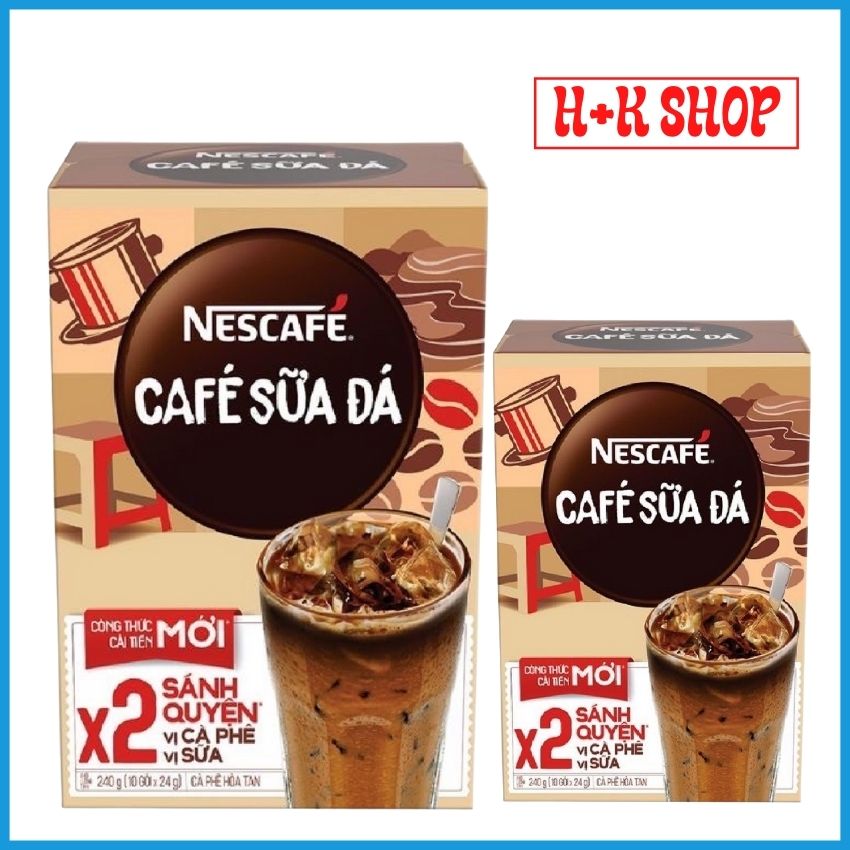 [HCM] NESCAFE cà phê sữa đá X2 sánh quyện (Hộp 10 gói x 24g) MNCFSĐ01