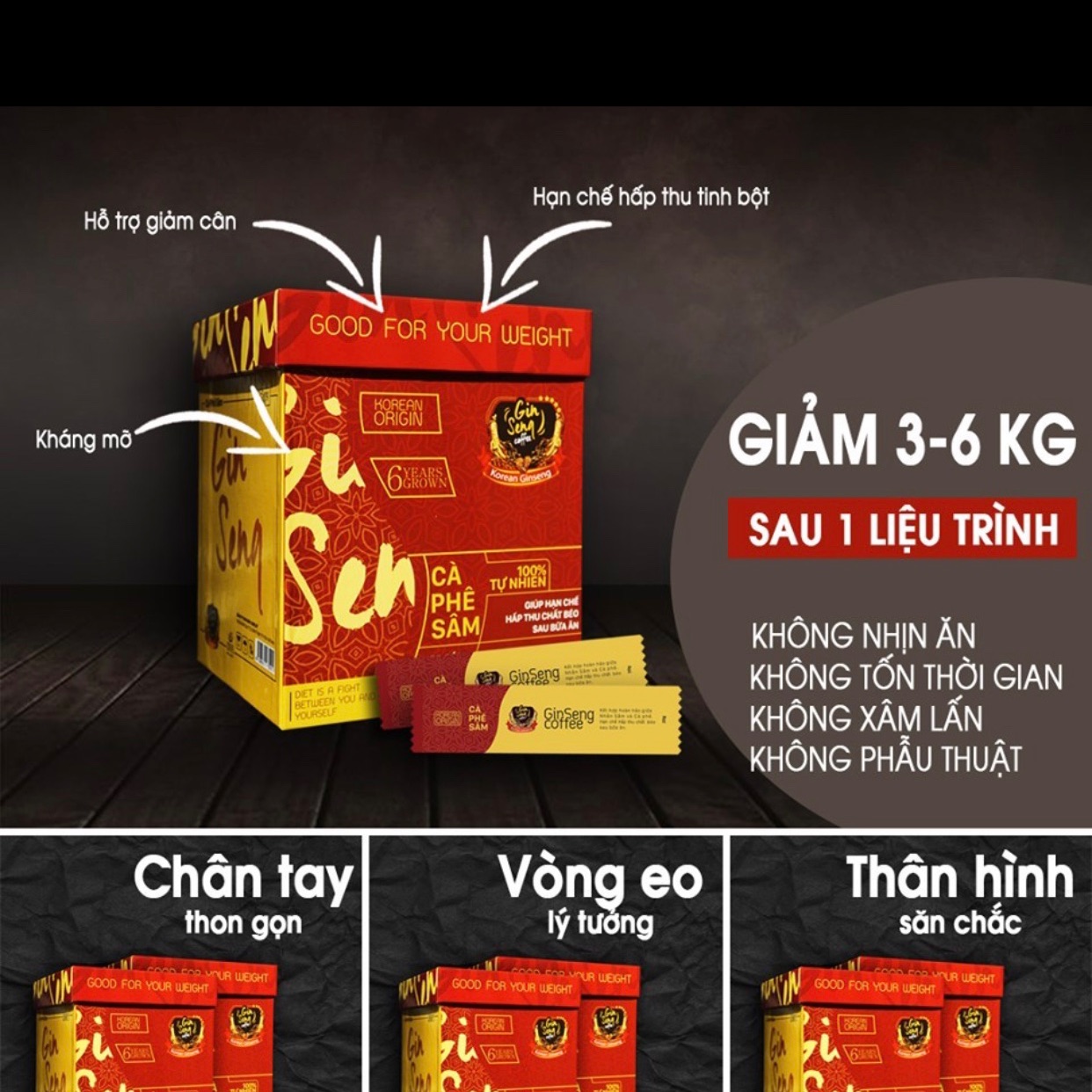 Cà Phê Sâm Ginseng Coffee Hỗ Trợ Giảm Cân ( 30 Gói/ Hộp)