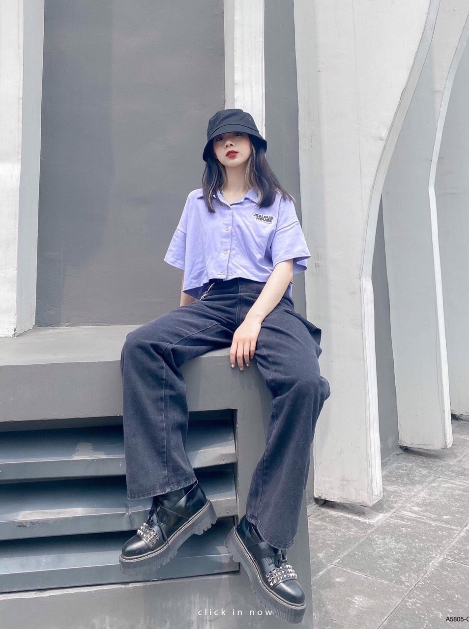 Áo croptop cổ bẻ , áo croptop dáng mặc phong cách AD81